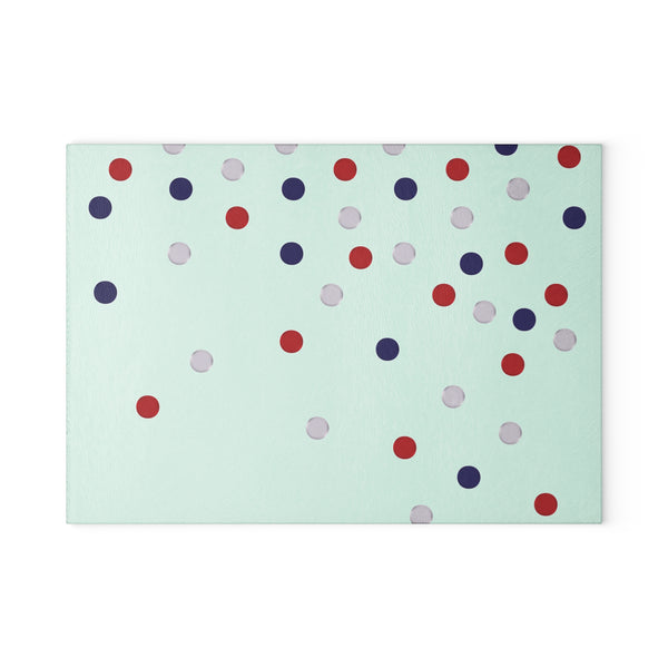 Patriotic Red White Blue Polka Dots Glass Cutting Board