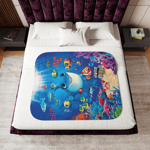 soft sherpa blanket with 'Under the Sea | Newborn & Toddler' design