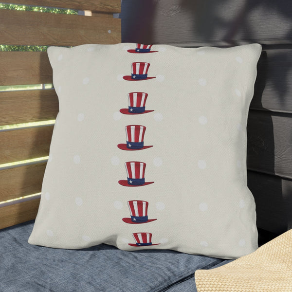 Patriotic Dots and Hats Outdoor Indoor Throw Pillow