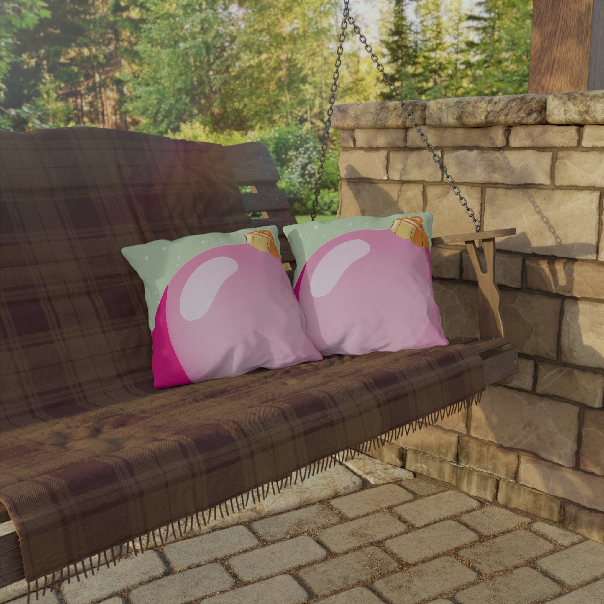 Big Pink Ornament Christmas Throw Pillow