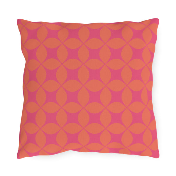 Pink & Orange Art Deco Indoor Outdoor Throw Pillow