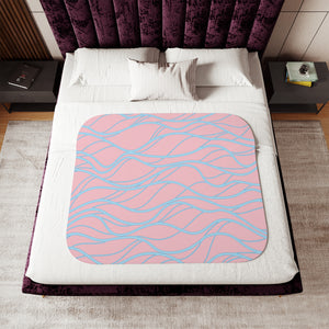 soft sherpa blanket with 'Pink & Blue Whimsical Waves' design