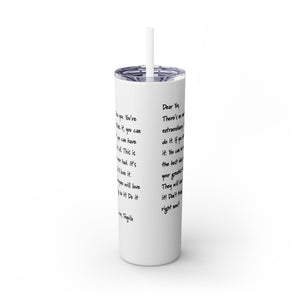 mug with 'Tequila Love Letter Funny Insulated Tumbler 20oz' graphic on a white background
