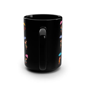 mug with 'It's Raining Men Funny' graphic on a white background