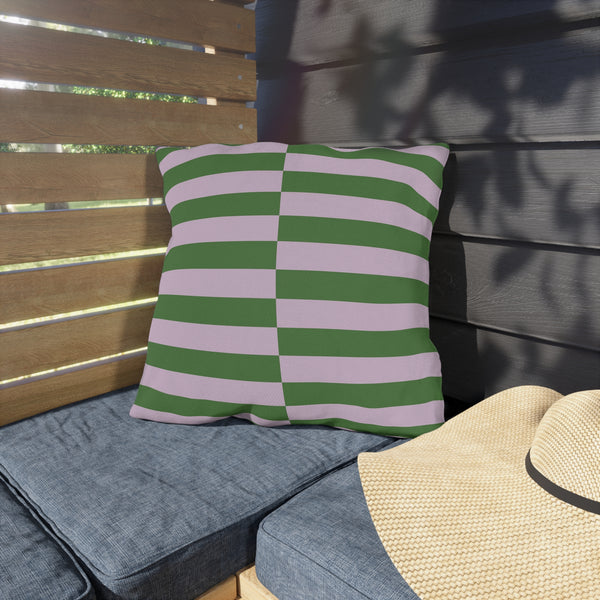 Lilac & Green Striped Indoor Outdoor Throw Pillow