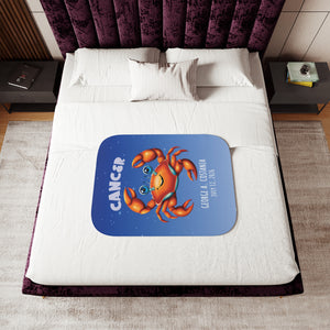 Soft sherpa blanket with 'Personalized Cancer Zodiac | Custom Gift' design