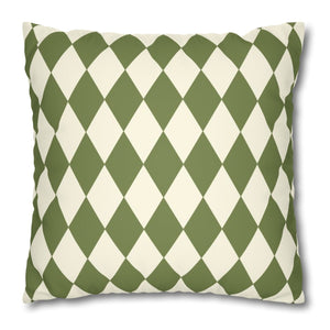 throw pillow with 'Reversible Green Harlequin Cover' design