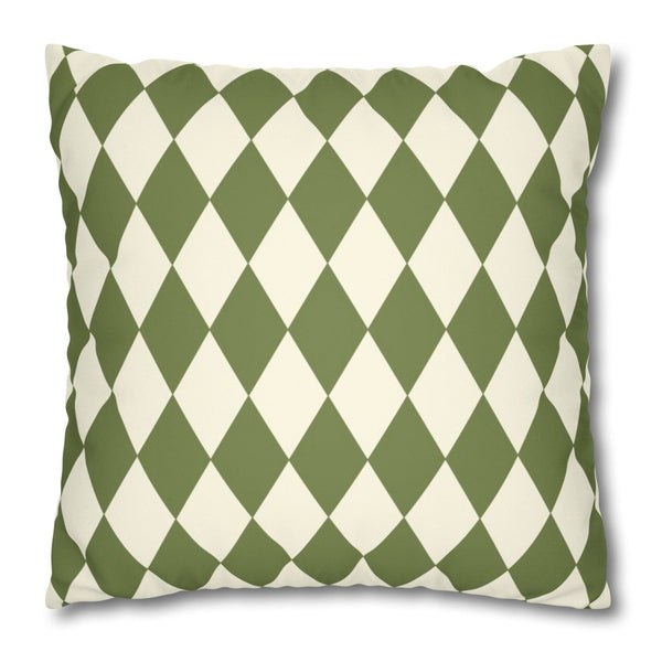 Green & Ivory Harlequin Reversible Throw Pillow Cover