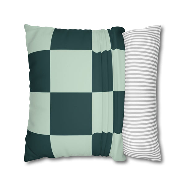 SW Paradox Green Checkered Faux Suede Pillow Cover