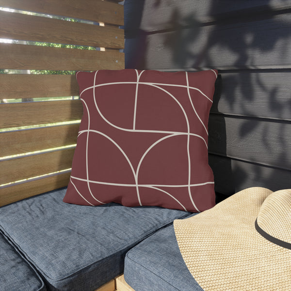 Red & White Art Deco Indoor Outdoor Throw Pillow