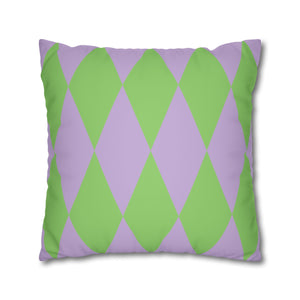 Reversible Purple Harlequin Pillow Cover
