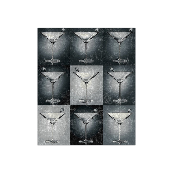 Black and White Martini Pop Art Throw Blanket