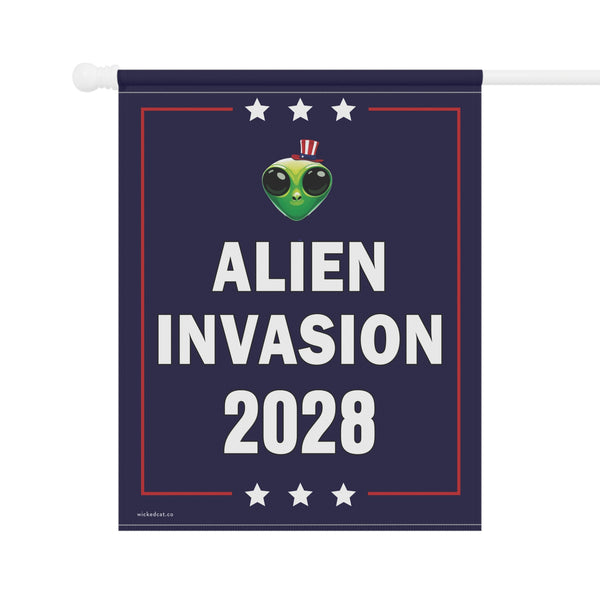 Alien Invasion 2028 Funny Election Flag