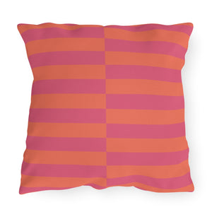 orange and pink striped pastel outdoor throw pillow
