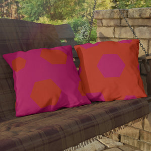 throw pillow with 'Vibrant Pink & Orange Reversible' design