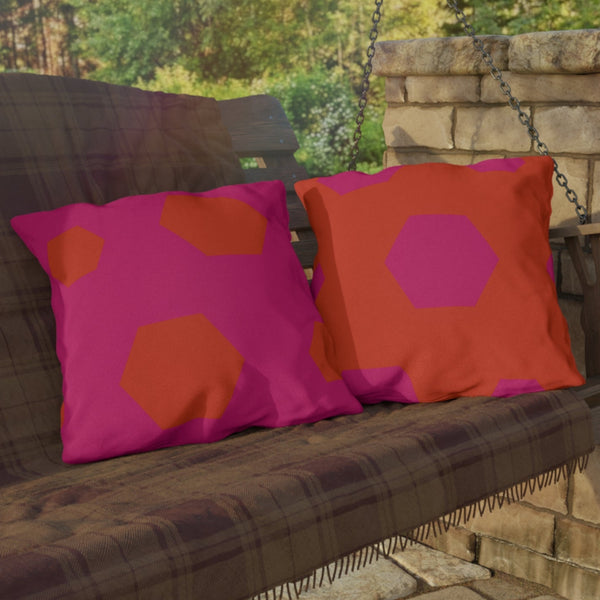 Vibrant Pink & Orange Reversible Indoor Outdoor Throw Pillow