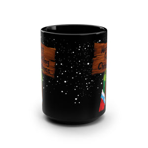 mug with 'Merry Fucking Christmas Grinch 15oz' graphic on a white background