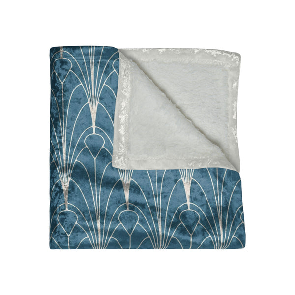 Teal Blue Art Deco Decorative Throw Blanket