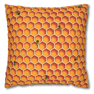 throw pillow with 'Honeycomb Bees Spring Accent Cover' design