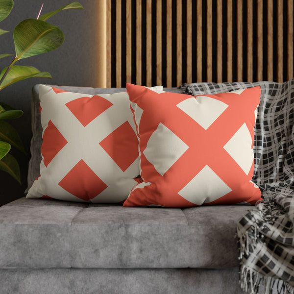 Ivory & Orange Soft Throw Pillow Cover Reversible