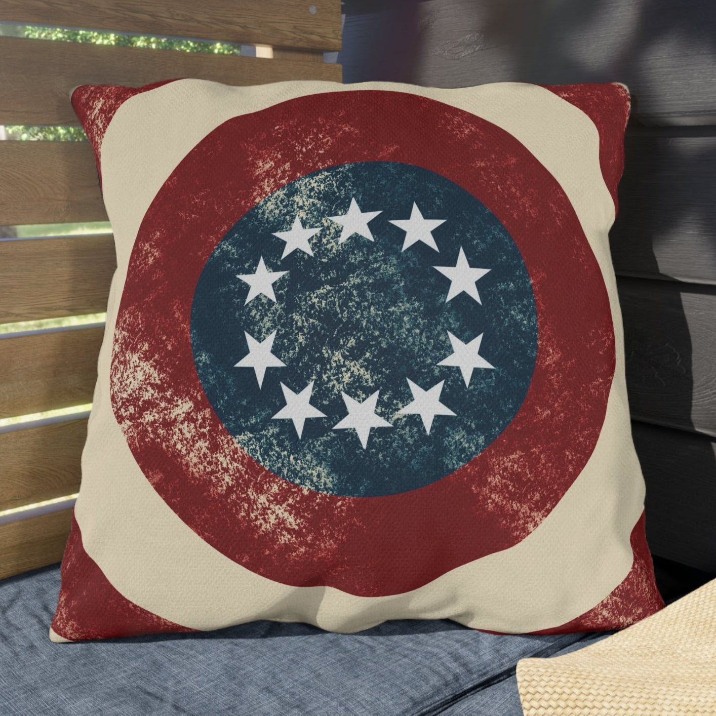 Vintage American Flag Patriotic Outdoor Indoor Throw Pillow