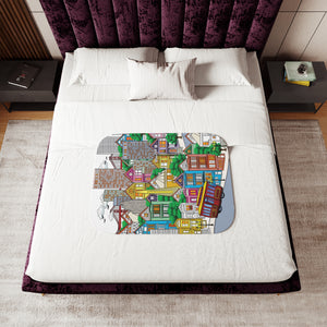 soft sherpa blanket with 'Whimsical San Francisco' design