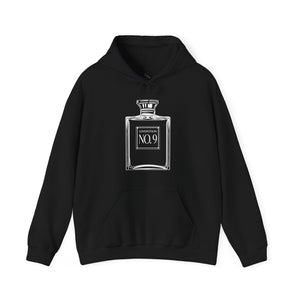 Red hoodie with 'Love Potion Perfume Witchy Halloween' design on a plain background