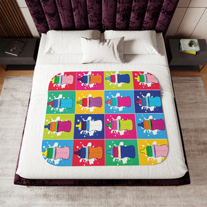 soft sherpa blanket with 'Pop Art Milk Bottles' design