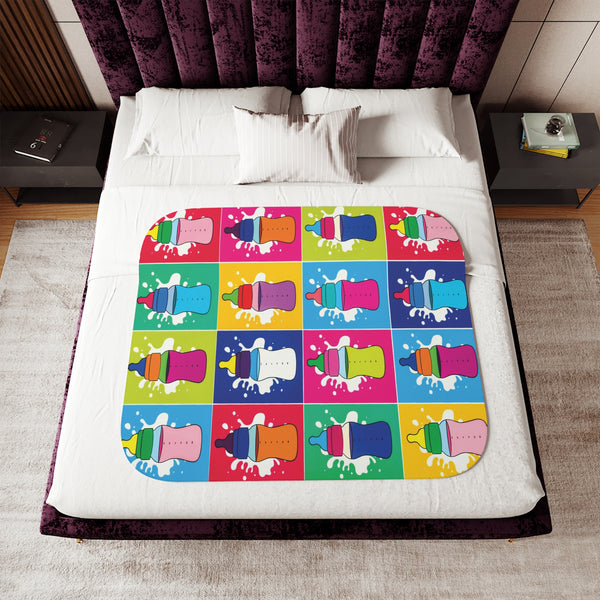Pop Art Milk Bottles Sherpa Baby Blanket