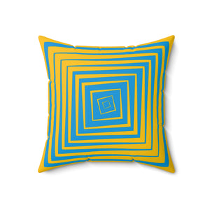 Yellow & Blue Reversible Retro Throw Pillow