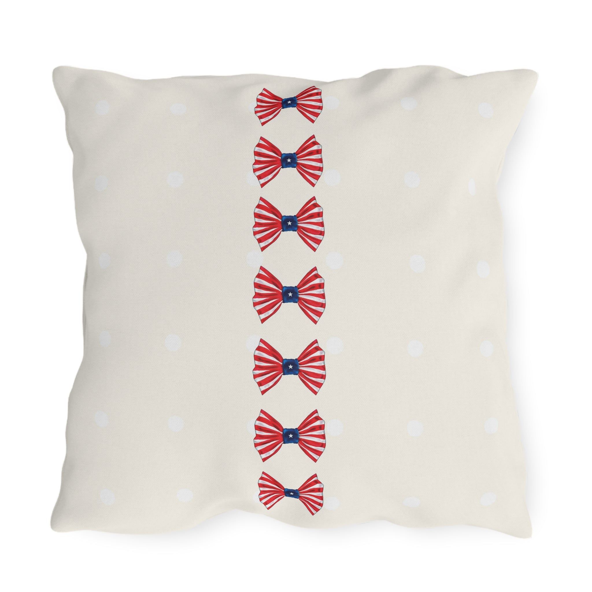 Patriotic Polka Dots and Bows Outdoor Indoor Throw Pillow