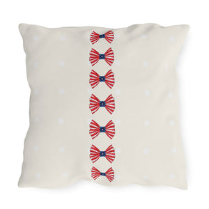 throw pillow with 'Patriotic Bows Outdoor Indoor' design