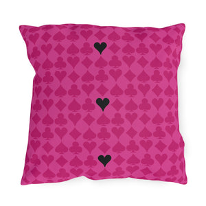 throw pillow with 'Card Deck Pink & Black' design