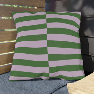 Lilac & Green Striped Indoor Outdoor Throw Pillow
