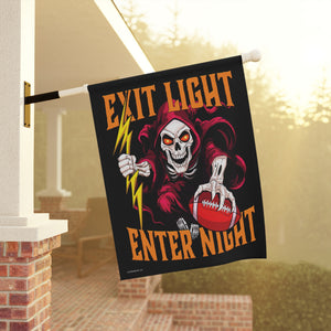 Garden flag with 'Virginia Tech Sandman Skeleton Football' design