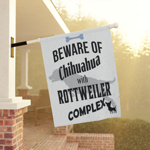 Garden flag with 'Beware of Chihuahua Dog Lovers Funny' design