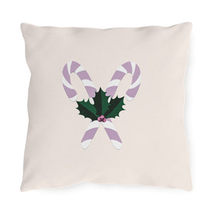 throw pillow with 'Pastel Candy Cane Christmas Decor' design