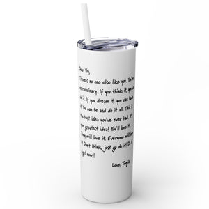 Glossy mug with 'Tequila Love Letter Funny Insulated Tumbler 20oz' graphic on a white background