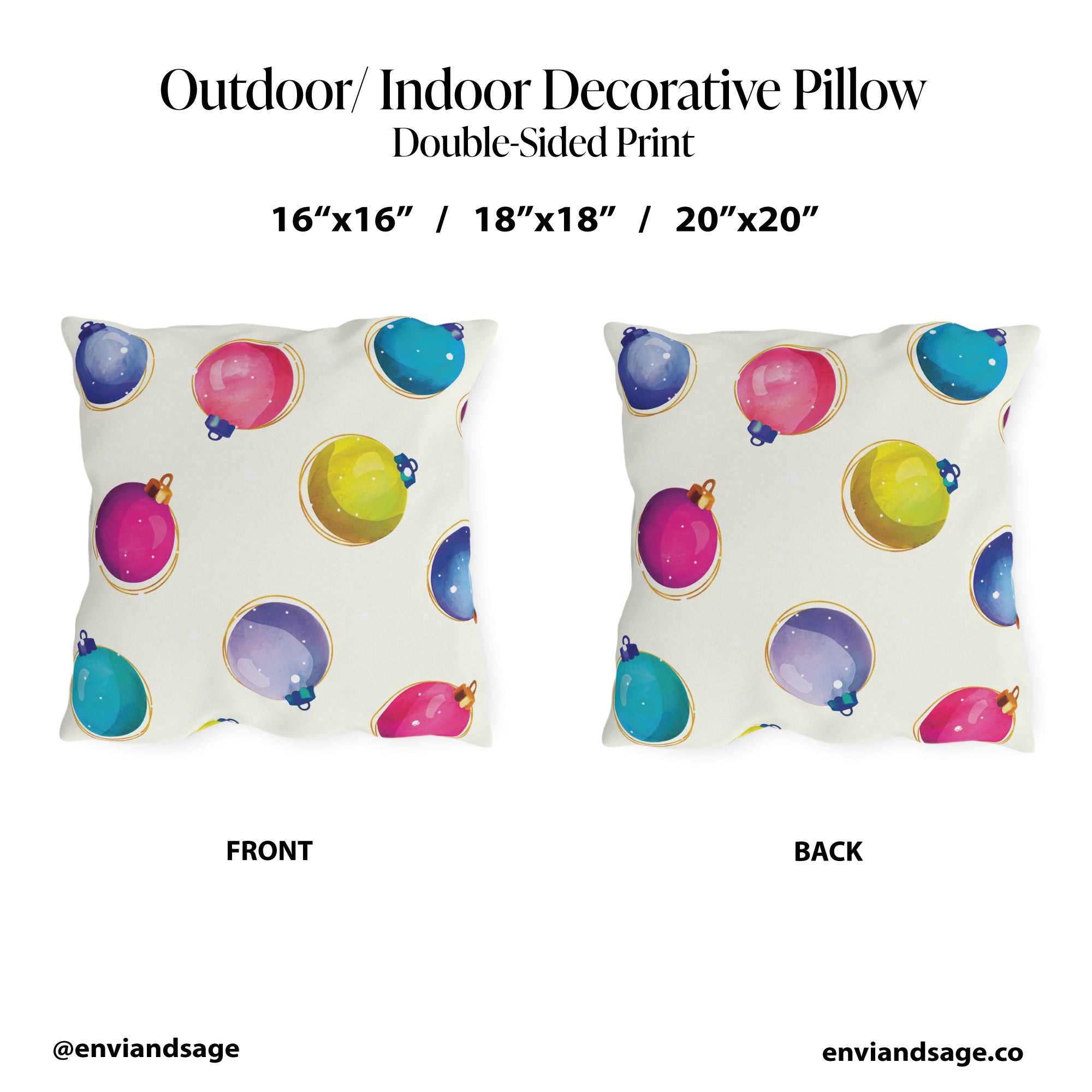 Pastel Tree Ornaments Christmas Throw Pillow