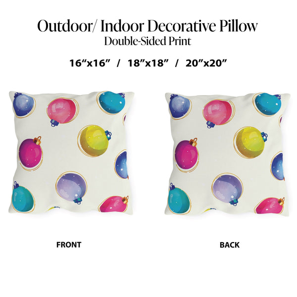 Pastel Ornaments Indoor Outdoor Christmas Pillow