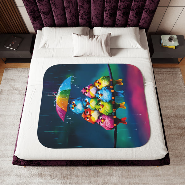Cute Rainbow Birds Colorful Sherpa Baby Blanket