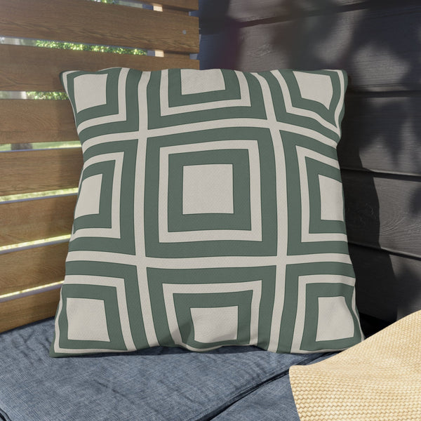 Green & Ivory Modern Indoor Outdoor Throw Pillow