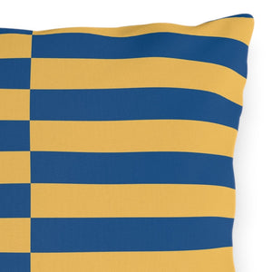 Blue and Yellow Striped Indoor Outdoor Throw Pillow