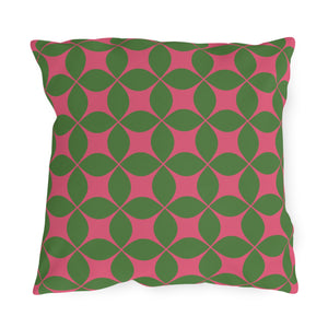 Pink & Green Art Deco Indoor Outdoor Throw Pillow