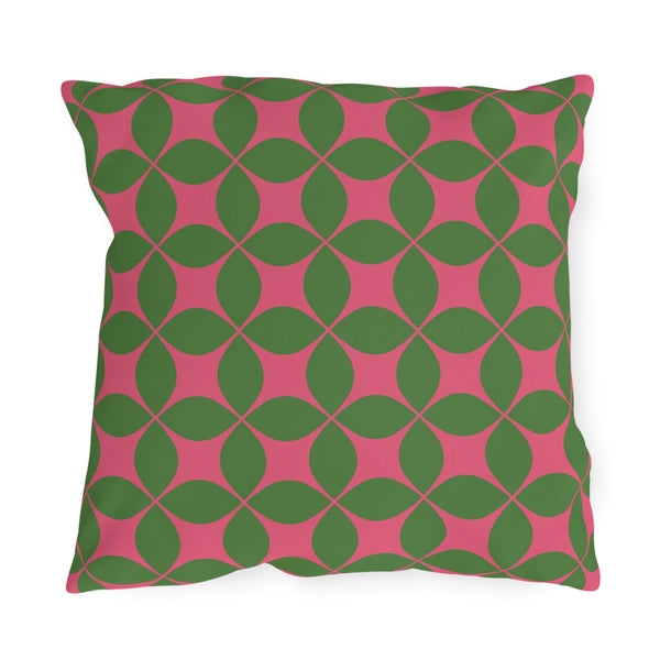 Pink & Green Art Deco Indoor Outdoor Throw Pillow