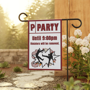 Garden flag with 'Party Sarcastic' design