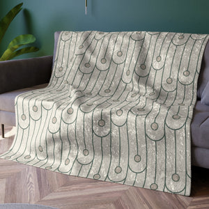 Soft sherpa blanket with 'Green & White Art Deco Decorative Throw' design