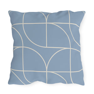Blue & White Art Deco Indoor Outdoor Throw Pillow