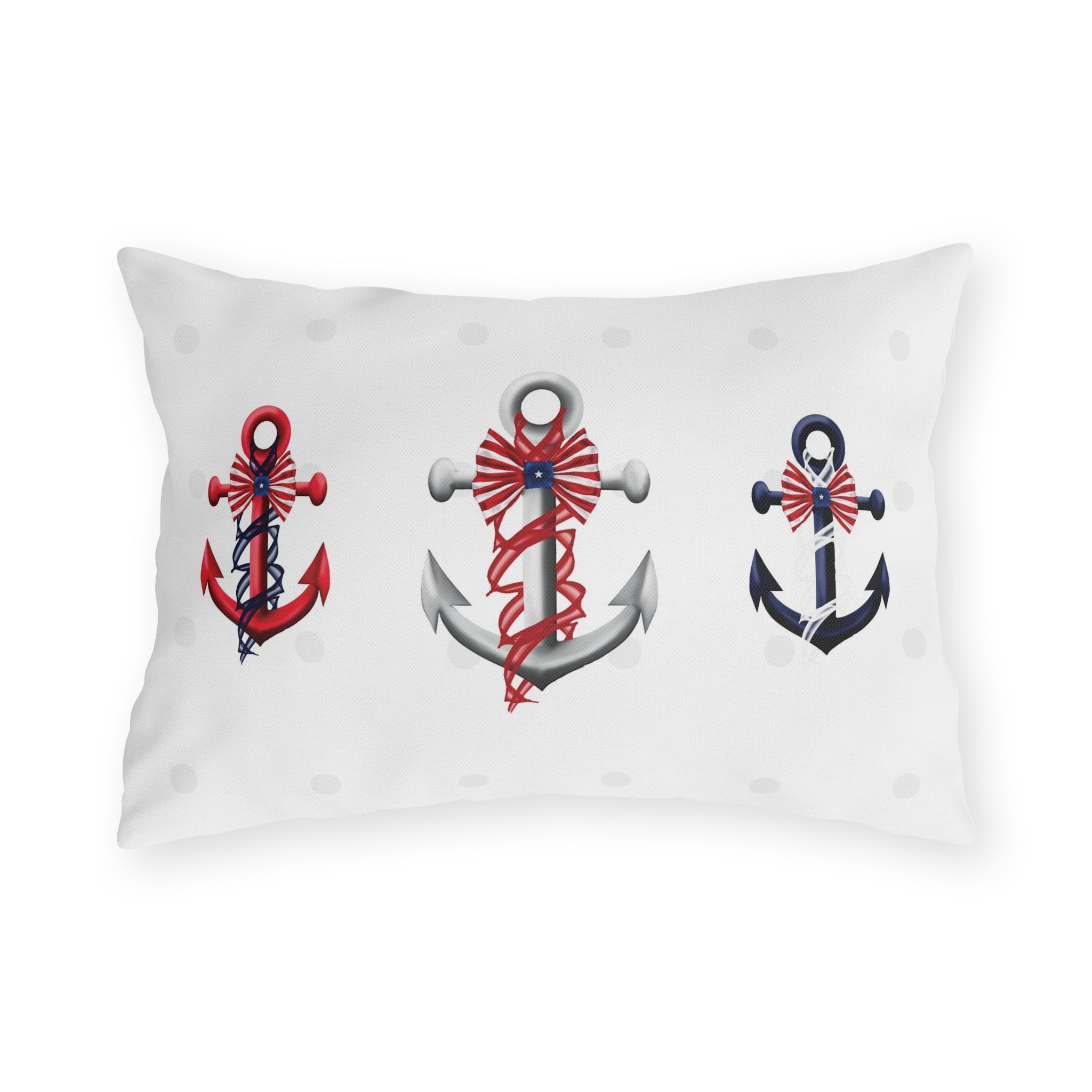 July 4th Nautical Anchors Outdoor Indoor Accent Throw Pillow