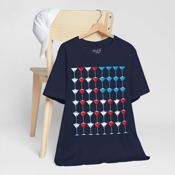 Martini American Flag Patriotic July 4th T-Shirt
